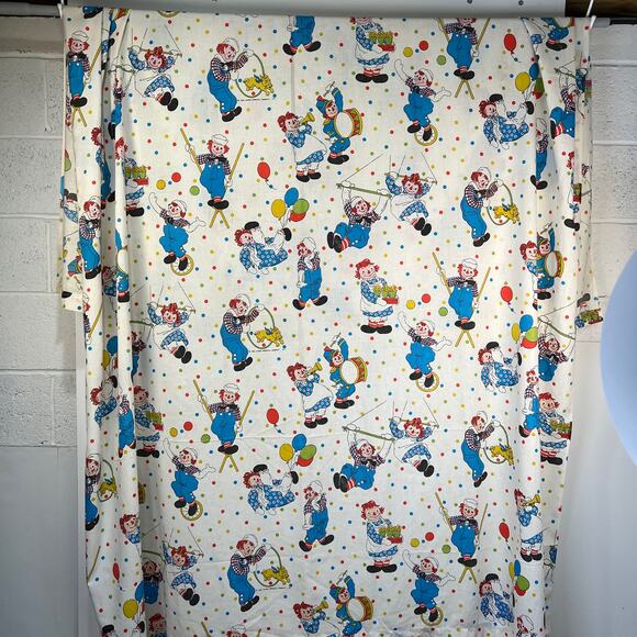 Vintage 80s Raggity Ann Flat Bed Sheet Textile Supply Upcycling Fabric - Picture 5 of 8